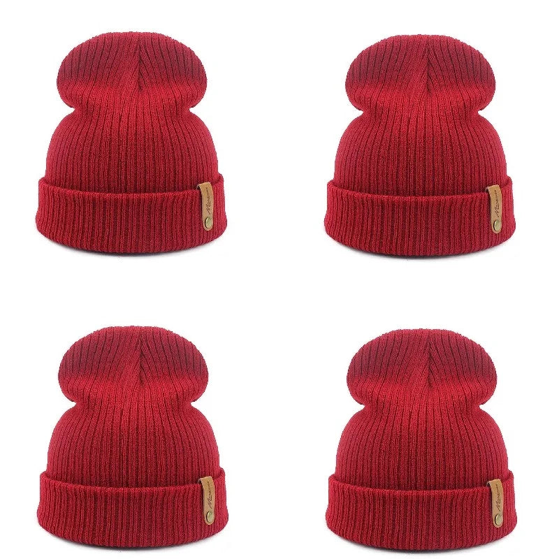 Brand Oohmy Knitted Hats for Men Women, Skullies Caps, Warmer Bonnet, Casual Cap, Monochromatic, Male and Female, Winter, 2024