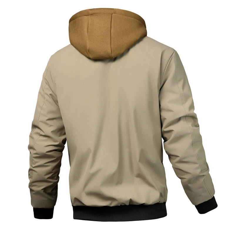 Autumn Winter Men's Warm Bomber Jacket Outdoor Man Thick Windbreaker Hiking Hooded Coats Men Thermal Sports Zipper Parkas Jacket