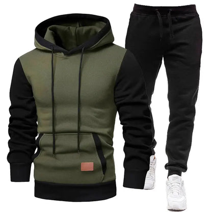 2024 Spring en herfst Men's Sports Pak Fleece Lined Hooded Sweatshirt + Heimpants 2 Sets Leather Label Borduurwerk herenkleding