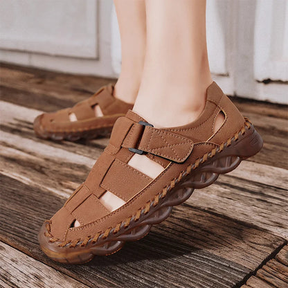 Men de verano Sandalias Genina cuero zapatos casuales zapatos de cuero para hombres para hombres zapatos de playa zapatos para hombres romanos zapatos