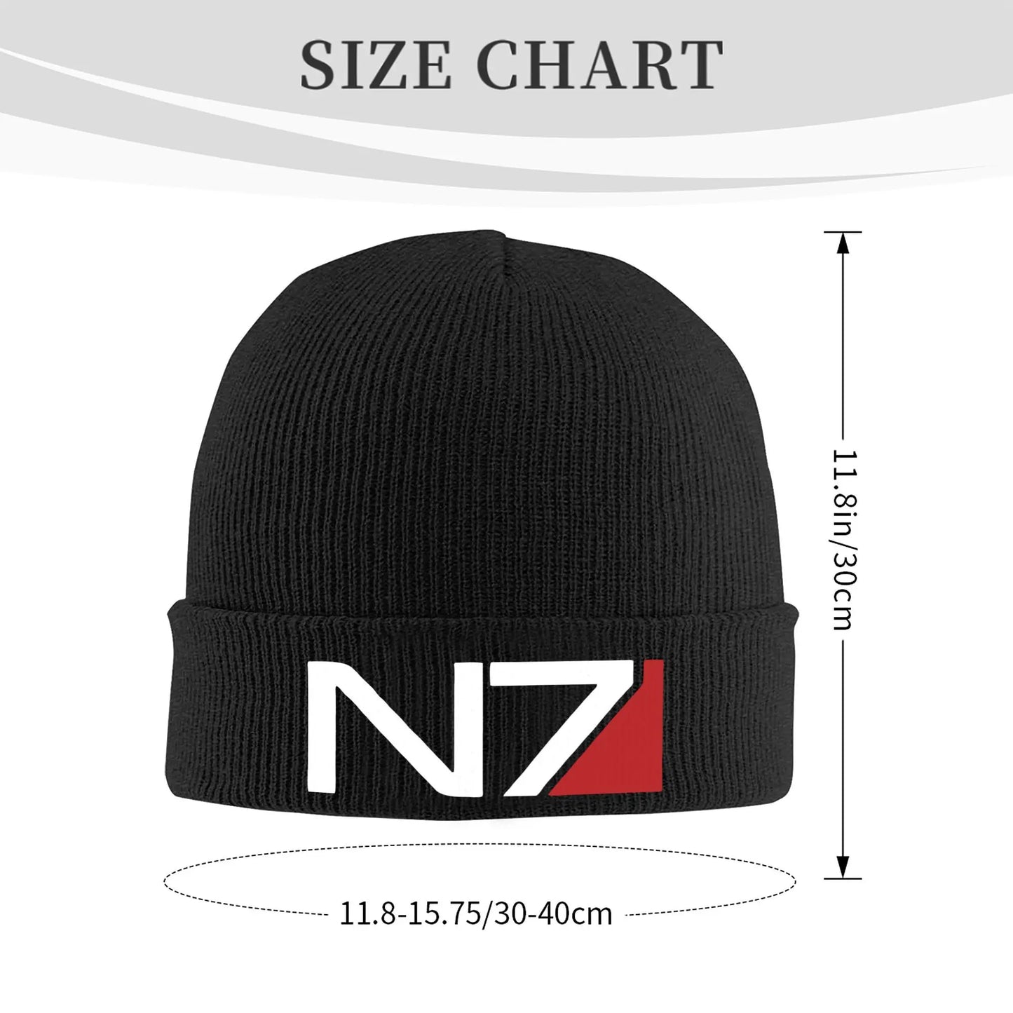 Mass Effect N7 Knit Hat Beanie Winter Hats Warm Acrylic Hip-Hop Caps for Men Women Gifts