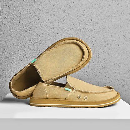 2025 Ny forår Håndlavet lærred afslappet mænd sko design mode sneakers mand loafers åndbare lave top flade sko blød kørsel