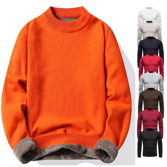 Pullover pour hommes Sweater Winter Velvet Shirts Brand Clothing Treot Fleece Filh Cher Clouse Slim Fit Bottom Shirts