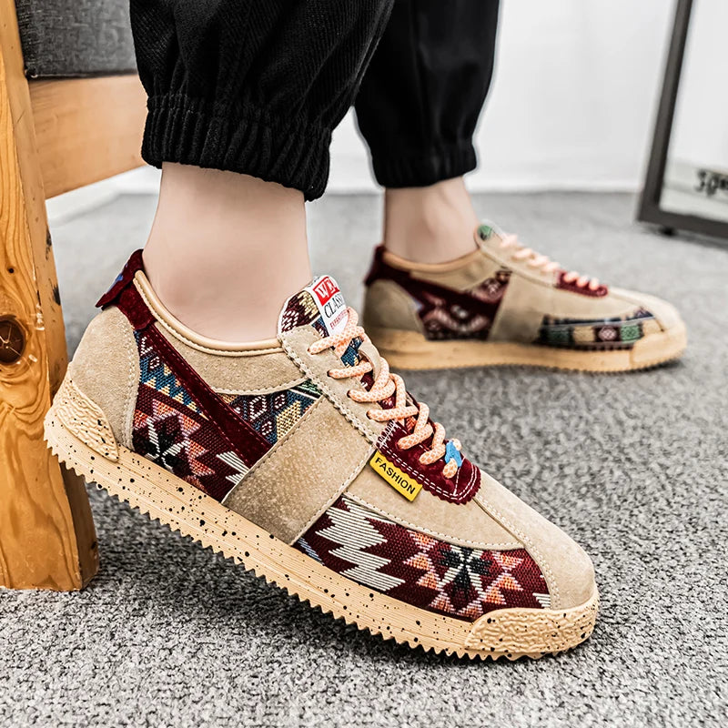 Þróa nýja menn þjóðernisstíl flata skó fatahönnuð prentari sneaker karlar frjálslegur skór andar lágu strigaskór maður zapatos hombre
