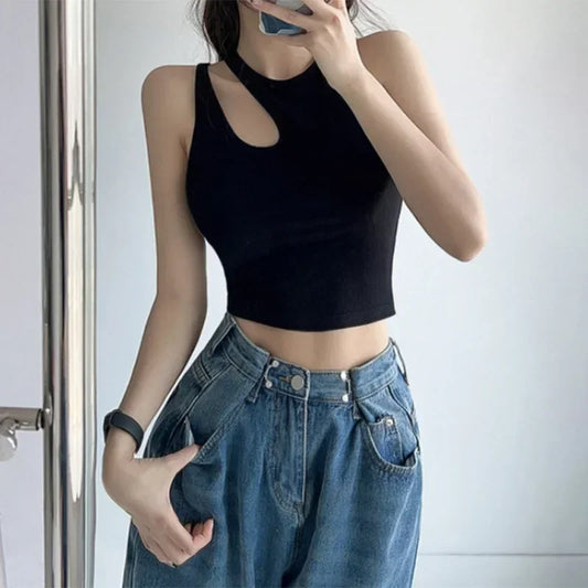 Cămăși de bază pentru cultură de vară, cămăși de bază, tricotat cu nervuri, gât de pe umăr, rezervor pentru femei, skinny casual