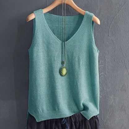 BLUSAS MUJER DE MODA 2024 BLUSE KVINNER Summer ermeløs strikket bluse skjorte kvinner klær v-hals bluse kvinner topper skjorter c855