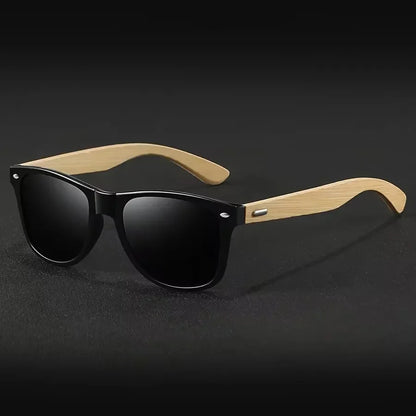 Bamboo bois vintage carré de lunettes de soleil polarisées masculin