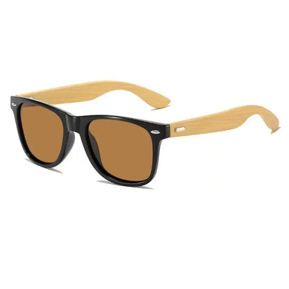 Bamboo bois vintage carré de lunettes de soleil polarisées masculin