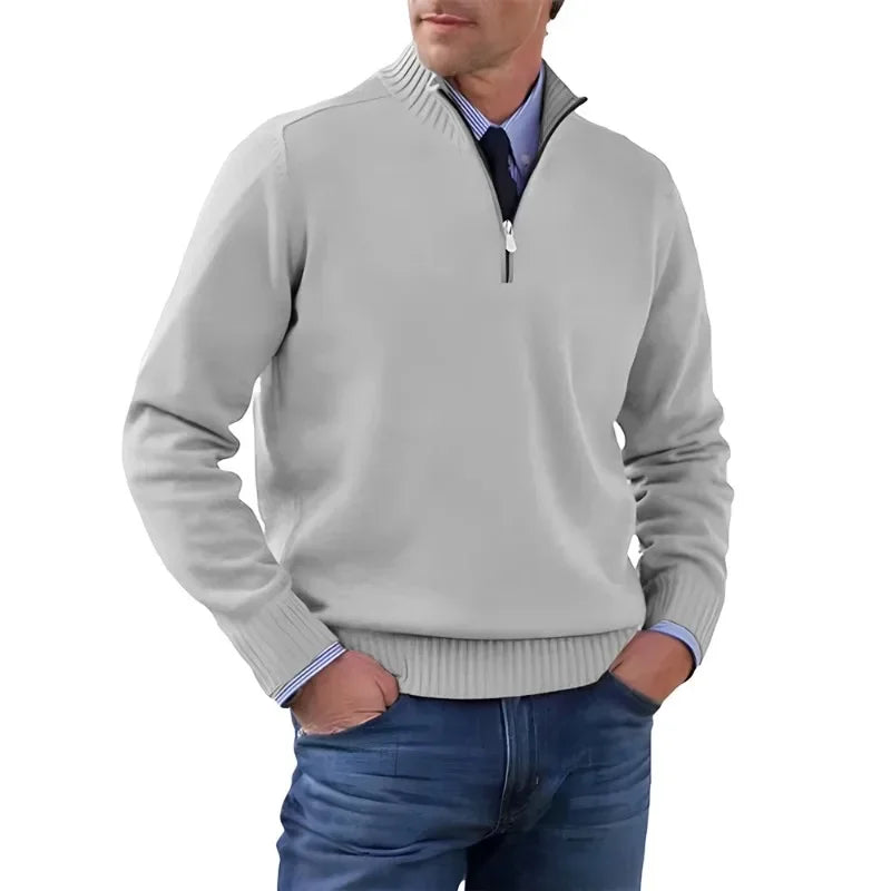 Autumn Men Half Zipper Pullover de manga comprida Jaquetas de gola alta