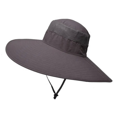 Mannen 15 cm breed grote randzon hoed emmer hoed snel drogen UV -bescherming vissen hoed zomer nieuwe outdoor waterdichte visserscap