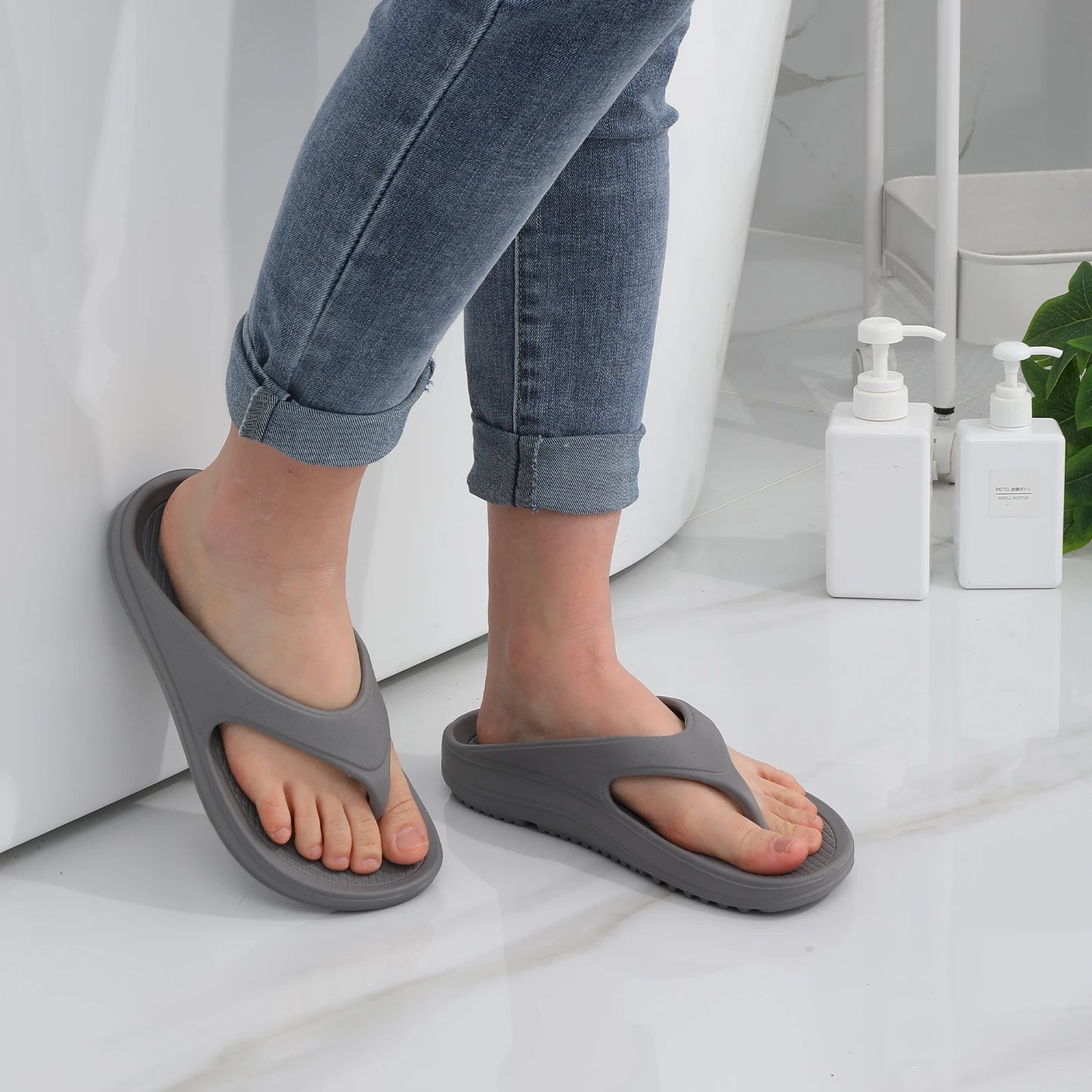 Smile Pop Men's Flip-flops Summer Sandals for Men Soft EVA Summer Casual Beach Shoes Arch Support Recovery Antiskid Flip Flops