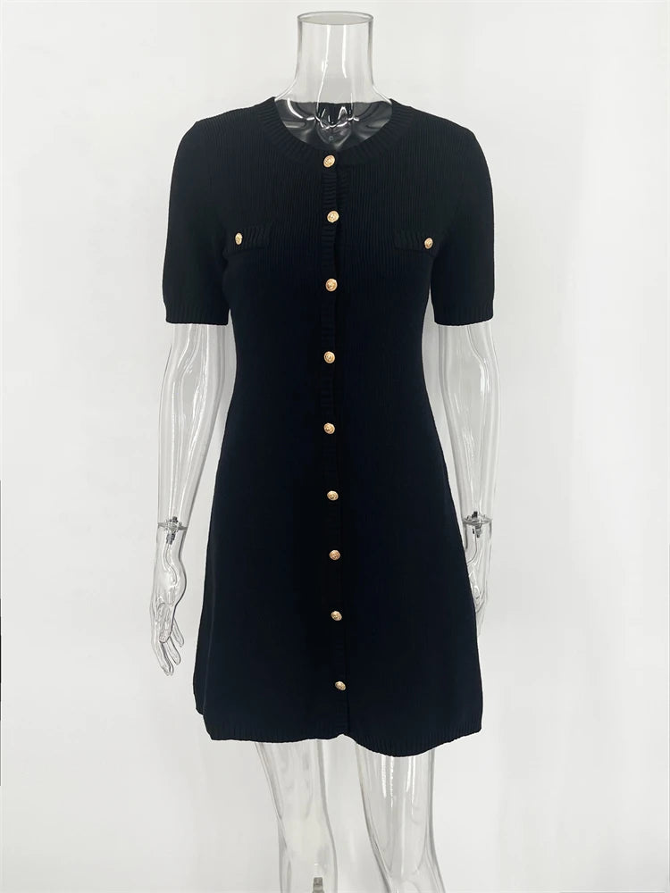 Trendix elegant Strickkleid MINI Kleid Frauen Straße Slim hohe Taille Kurzarm Rib Pullover Kleider Urlaub Bodycon Strickkleidung Kleid