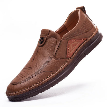 Man retro penny handgemaakte loafer echte koesleer niet-slip zachte klassieke schoenen naaien comfortabel casual slip-on lente zomer