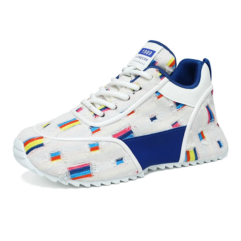 Canvas shoes Men's shoes summer breathable casual flat shoes trend all match sports sense letter cloth shoes round head fashion