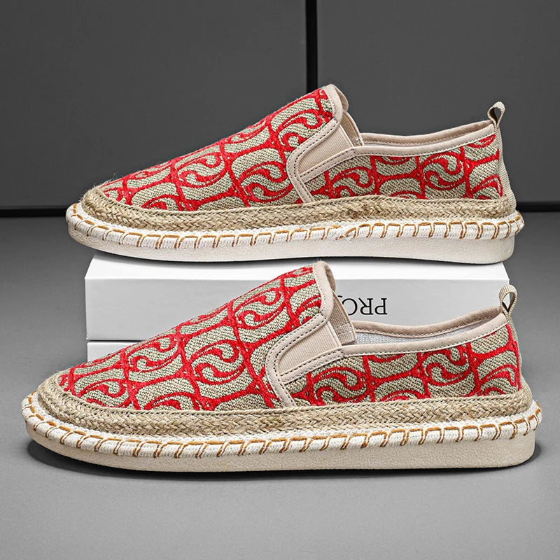 2024 Sommermænd lærred sko Espadrilles åndbare afslappede sko mænd loafers komfortable ultralette dovne bådsko store størrelse 44