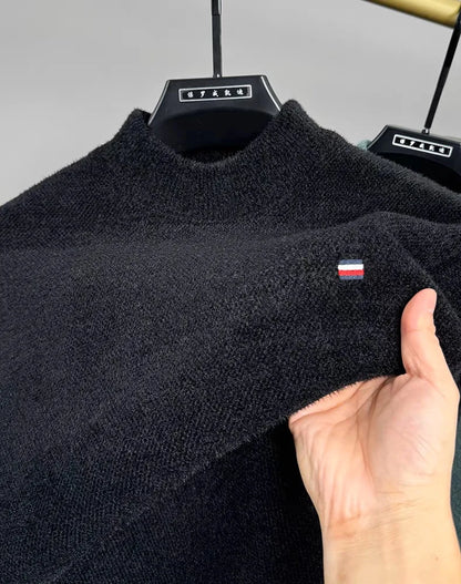 A suéter de malha de ponta de malha redondo pescoço de outono masculino e inverno bordar boutique boutique espessada e quente pulôver casual