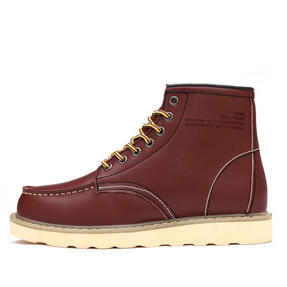 Winter Velvet Warm Outdoor Work Leather Shoes Brand Western Cowboy Boots Soft Soled Comfortable Lace Up Fashion Desert Boots