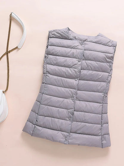 0-10℃ Ultralight Down Vest Women 2024 New Autumn Winter Female Duck Down Waistcoat Puffer Feather Padded Sleeveless Warm Jackets