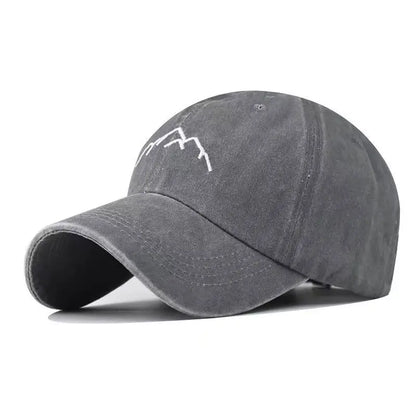 Unisex Washed Cotton Cap Mountain Embroidery Vintage Baseball Cap Men Women Adjustable Casual Outdoor Streetwear Sports Hat