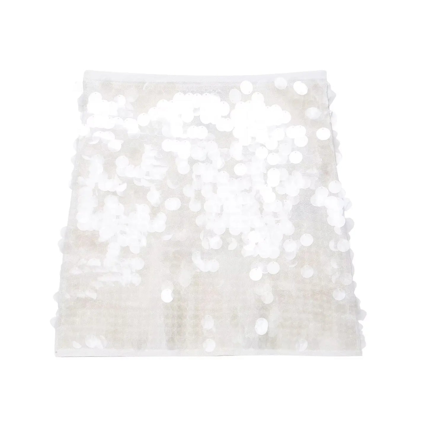 Trafza Sexy Woman Sequins Falda de cintura alta versátil Mini faldas delgadas Zipper 2025 Summer Beach Style Skirt Y2K