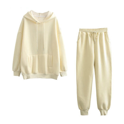 Žene tracksuit casual kapuljače dukserice hlače set salon nošenje sportskog odijela 2pcs jesenska zimska odjeća s kapuljačom zgužvane setove