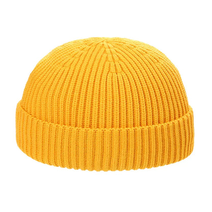 Autumn  Winter Short Warm Melon Hat Men Knitted Round Top Brimless Cold Hat Women Street hip-hop Wool Beanie