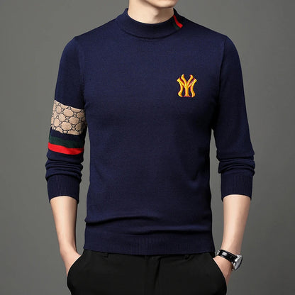 Mode ny 2023 Autumn Winter Casual broderi stickade tröjor tröjor designer o-hals varm jumper män kläder ropa hombre