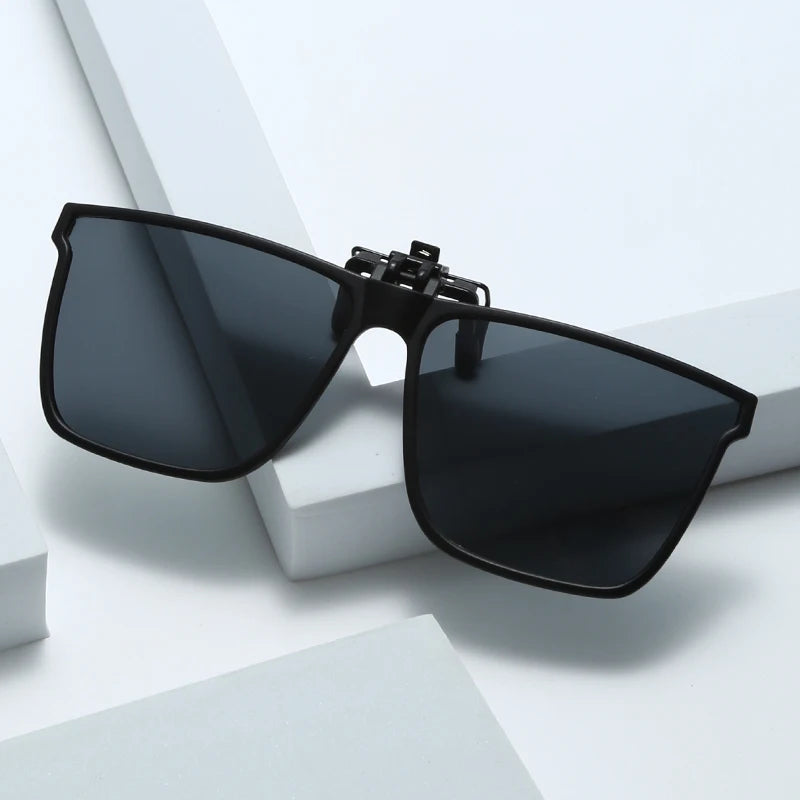 Polarized Flip Up Clip On Sunglasses Men Car Driver Photochromic Goggles Night Vision Glasses Anti Glare Vintage Square Glasses