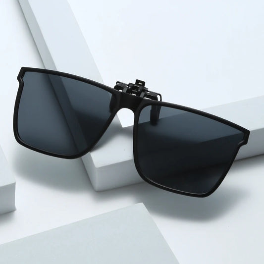 Polarized Flip Up Clip On Sunglasses Men Car Driver Photochromic Goggles Night Vision Glasses Anti Glare Vintage Square Glasses