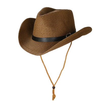 Kuuma myynti kevät länsimainen cowboy capp Straw Hat UV -suojaus Säädettävä Raffia Sun Hat Beach Fishing Outdoor Festival Top Hat