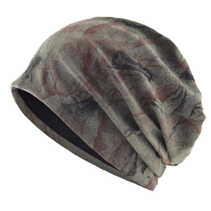 Unisex Chinese-Style Marbled Print Beanie Hat Men Women Loose Style Slouchy Bonntet Cap Spring Autumn Outdoor Casual Sport Hats