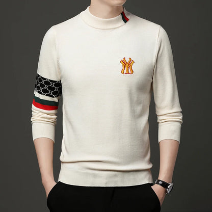 Mode ny 2023 Autumn Winter Casual broderi stickade tröjor tröjor designer o-hals varm jumper män kläder ropa hombre