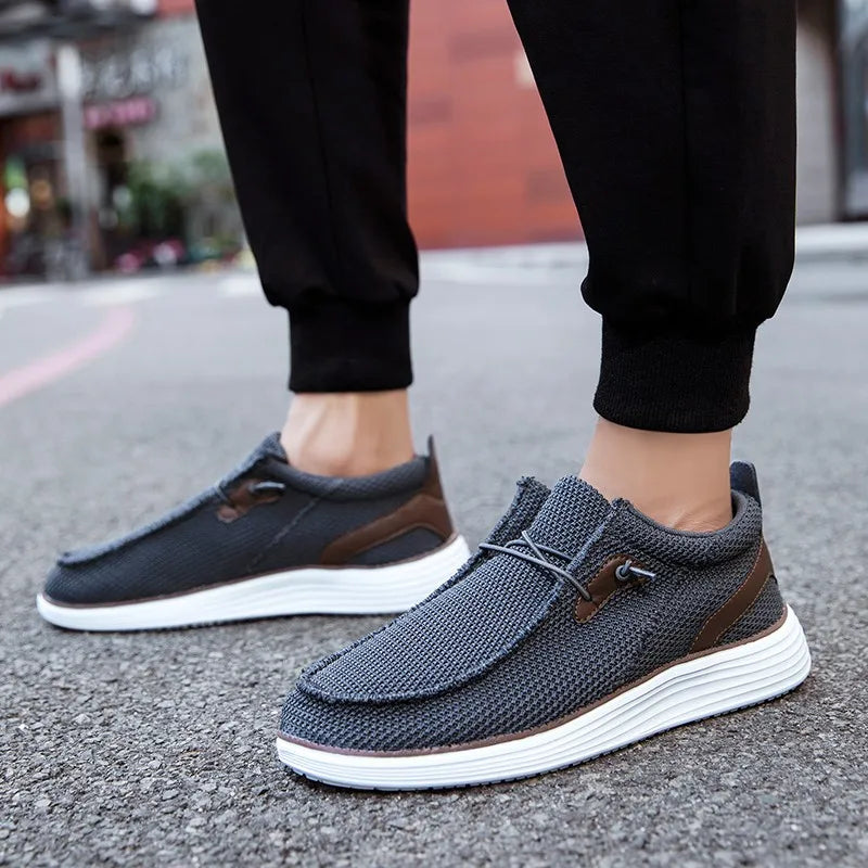 Fujeak Men's Breathable Casual Canvas Slip Shoes Comfort Slip-on Male Loafer Soft Loafers Lightweight Working Shoes