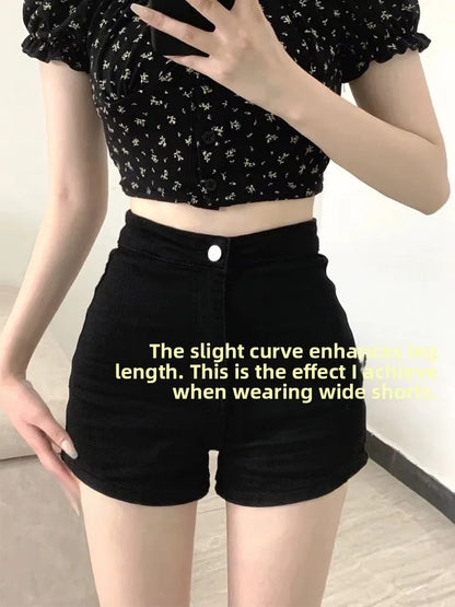 Été féminin 2025 Sliming A-Line Lâche Jeans de cinq quarts Orts High Wide jambe Cool Feeling Orts pour Junior ...