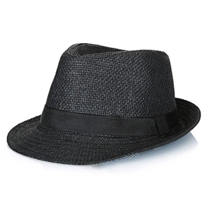 Primăvara Părinte Părinte Copil Straw Straw Cap Respirabil pentru bărbați pentru bărbați pentru bărbați Proteză Solut Panglică Decorare Sunshade Jazz Top Sun Hat F58