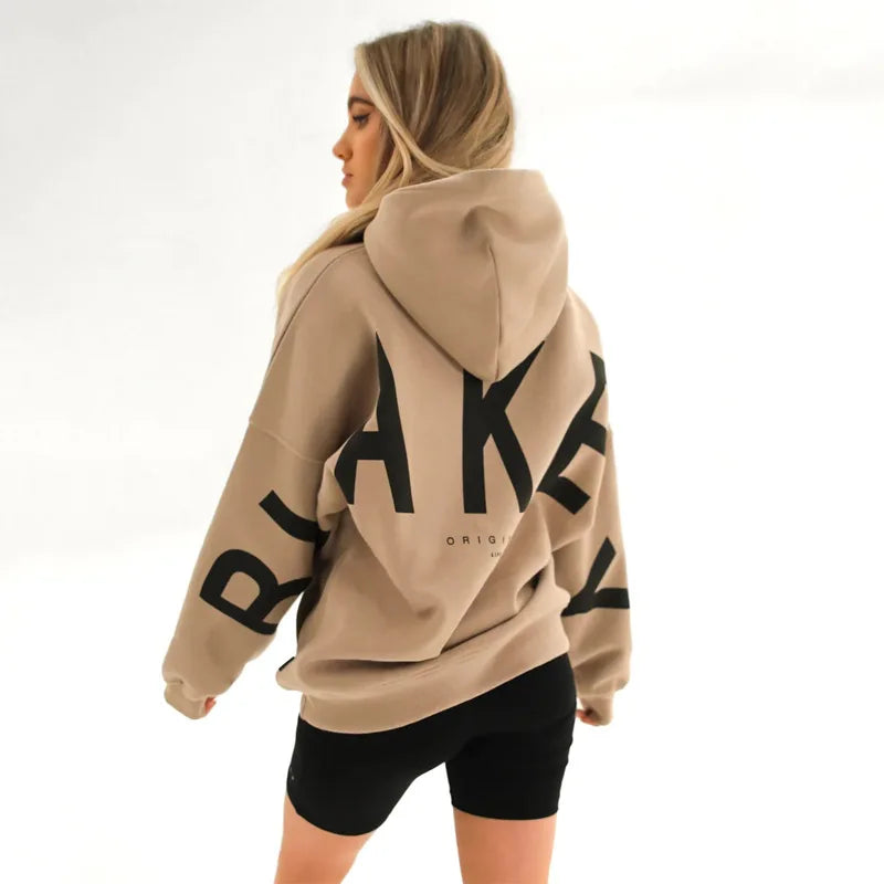 American Retro Letter Print Oversized Sweatshirt Women Harajuku Y2K Trendy Streetwear Top Chic Colorful Versatile Casual Hoodie