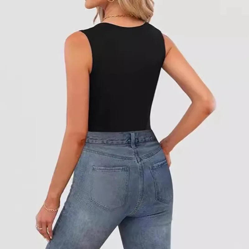 Kynþokkafull slimming t-shirts fyrir konur tísku ferningur háls ermalaus toppar harajuku skriðdreka kona föt frjálslegur toppur teigur götufatnaður
