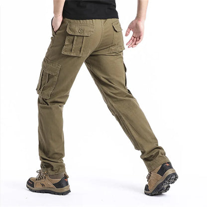 Große Taschenlose Overalls Herren Outdoor Sport Jogging Tactical Hosen Elastische Taille Reine Baumwoll -Freizeithosen