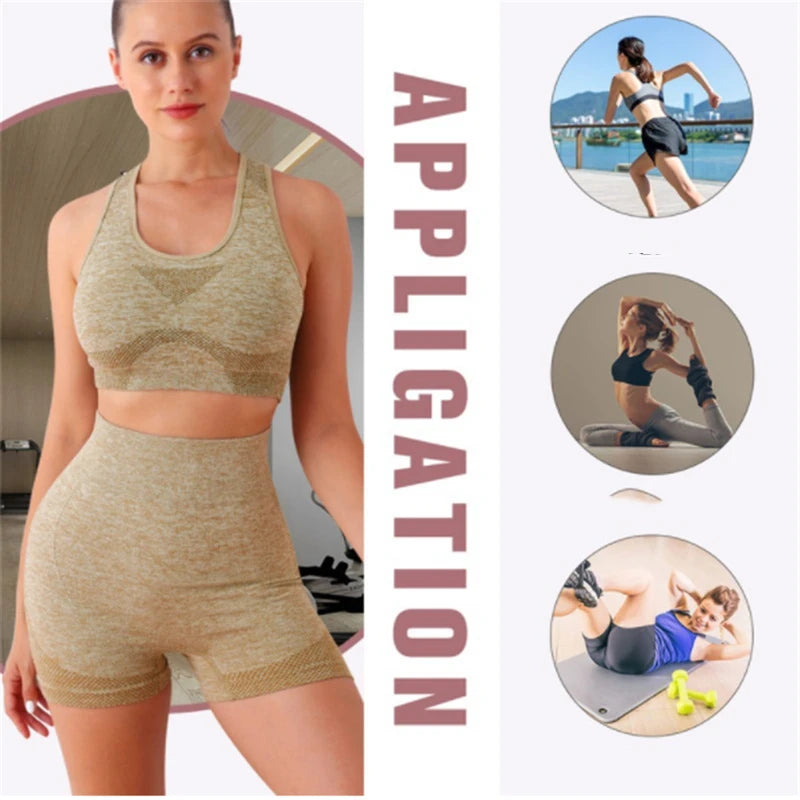 Shoga Shorts Shorts da ginnastica da donna Sport Brasere Allenamento per le donne per le donne Abiti di yoga Fitness Leggings Set di palestra set di yoga senza soluzione di continuità