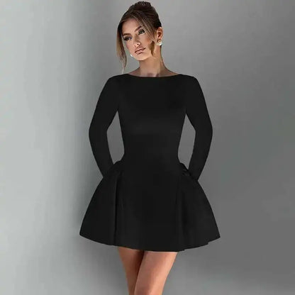 Avrilyaan Button Backless Bodycon Short Sexy A-line Dress Women Nightclub Party Dress Long Sleeve Mini Autumn Dress Vestidos