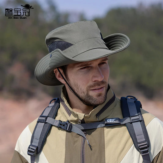 Spring summer sunshade hat Ladies outdoor fishing Mountaineering fisherman hat Breathable large brim sun hat