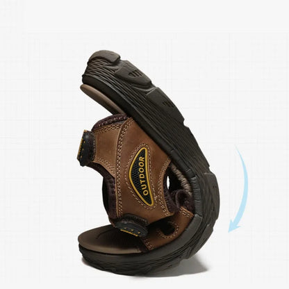 Golden Sapling Summer Shoes Genuine Leather Sandals Outdoor Men's Beach Sandals Leisure Flats Retro Footwear Men Casual Moccasin