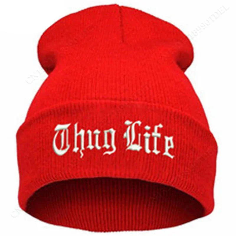 New THUG LIFE Black Letter Beanie Unisex Fashion Hip Hop Mens Beanies Knitted Caps for Women Skullies Gorros Bonnets Hat