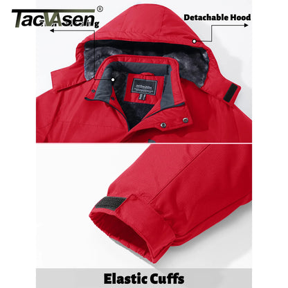 TACVASEN Winter Thicken Fleece Jacket Mens Waterproof Hiking Skiing Jackets Outdoor Mountain Trekking Windbreaker Parka Male