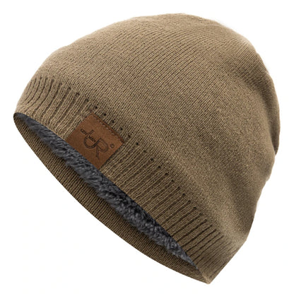 Unisex brýnni labal vetrarhúfur Solid litur prjónaðir hattar fyrir karla og konur Beanie Cap Outdoor Bæta við skinnfóðri hlýjar íþróttahúfur