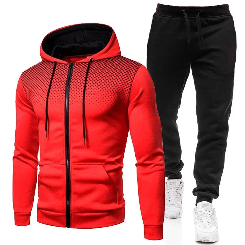Set di abbigliamento sportivo di alta qualità da uomo e autunno di alta qualità 2025, set da jogging di fitness casual in due pezzi, Sweatshi con cappuccio con cerniera