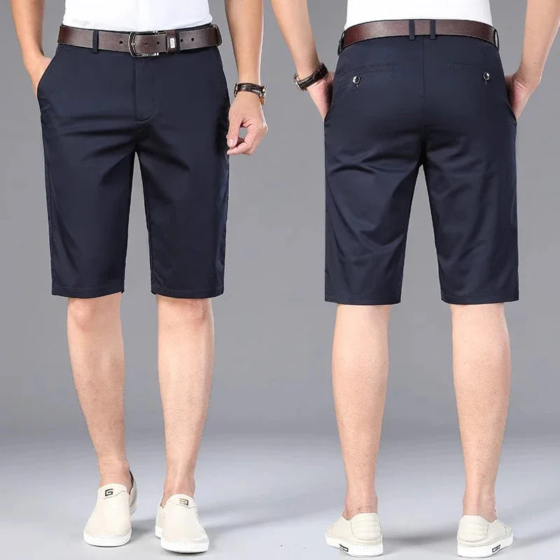 Casual Shorts Men Summer New Fashion Business Straight Elastic Thin Short Pants High Quality Smart Casual Trousers Male Clothes
