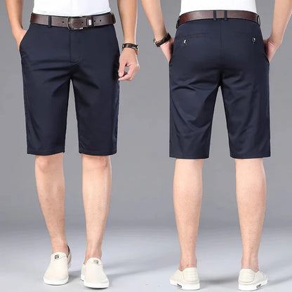 Casual Shorts Men Summer New Fashion Business Straight Elastic Thin Short Pants High Quality Smart Casual Trousers Male Clothes