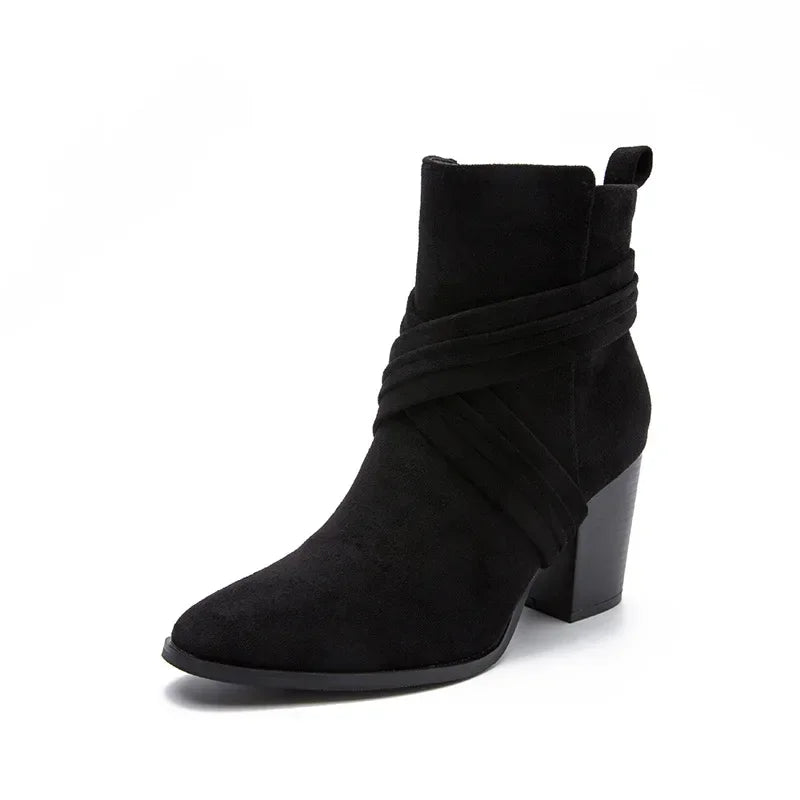 Ankle Boots for Women New Fashion Woman Autumn Pointed Toe High Heels Zipper Pumps Female Short Booties Zapatos De Mujer 2024