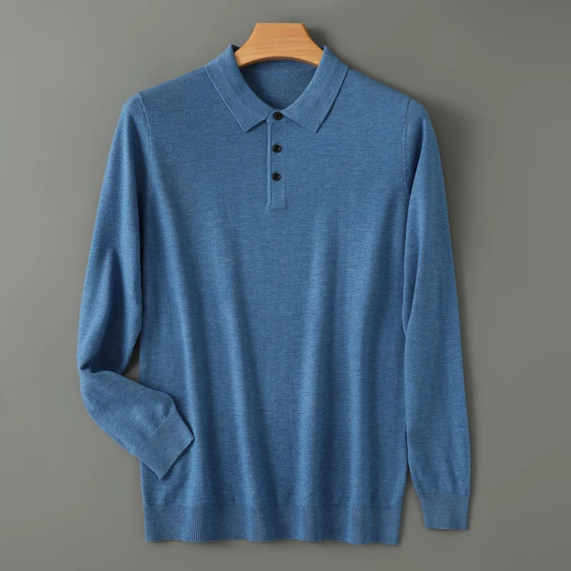 Mænds merino uld sweater polo krave pullover efterår vinter nye cashmere strikket afslappet løs mænds skjorter toppe varm blød
